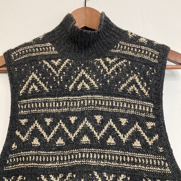 Vintage Ralph Lauren Sweater Vest Womens Medium Large Silk Linen Gray Tan Aztec - Picture 3 of 12